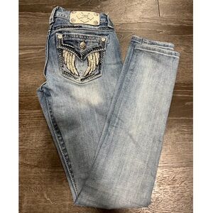 MISS ME WOMENS SIGNATURE RISE SKINNY JEANS ANGEL STICHING  SIZE 25 - JE5082S53L